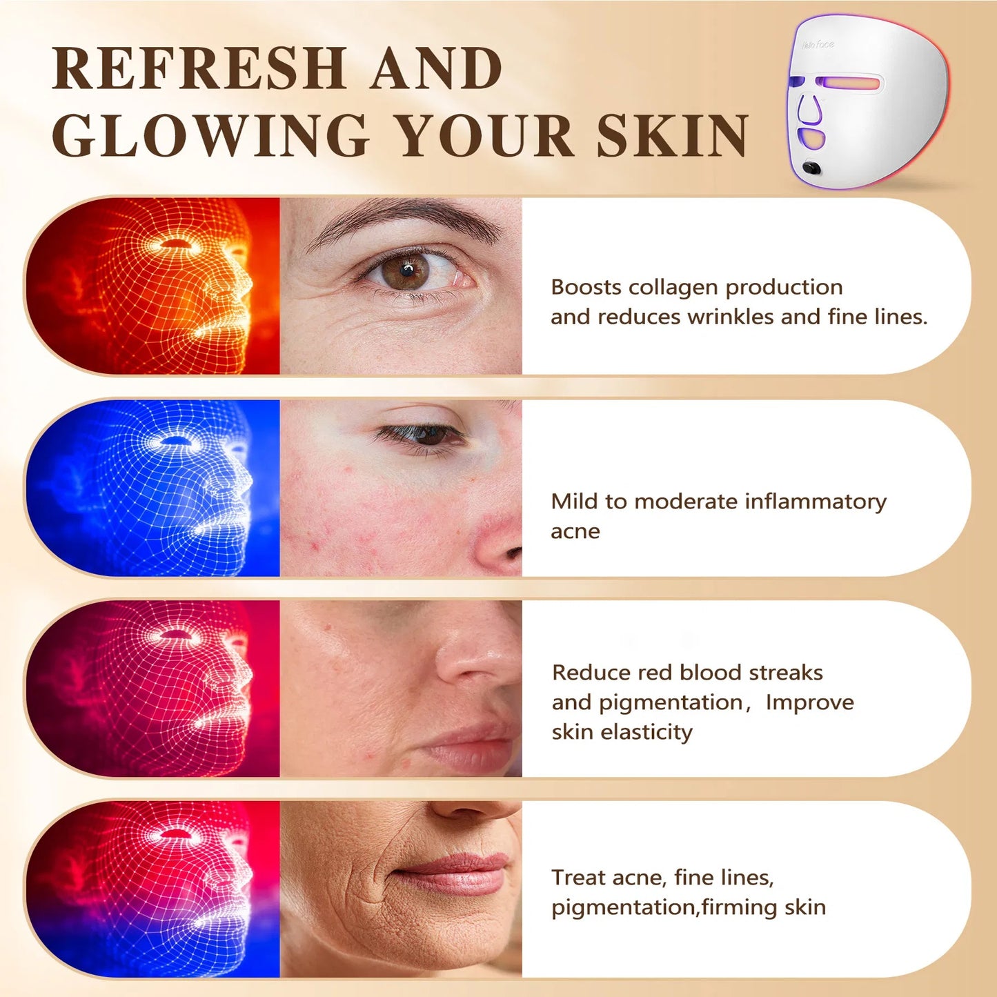Red Light Therapy Facial Care Mask